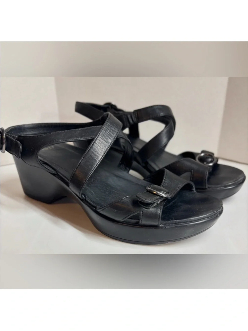 Dansko Women's Julie Black Full Grain Leather Slingback Sandals Size 7.5